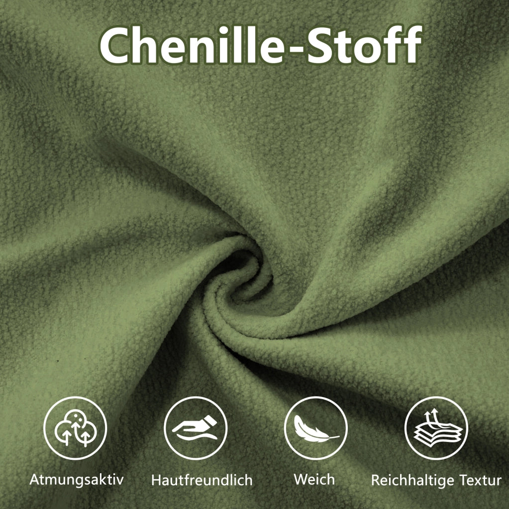 DIVANO Modulare in Chenille Verde con cuscini decorativi e lombari