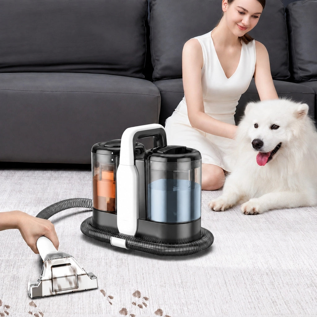 Aspirapolvere Lavapavimenti Tessuti 500W 11kPa con Doppio Serbatoio Acqua; Pulitore per Tappeti e Divani