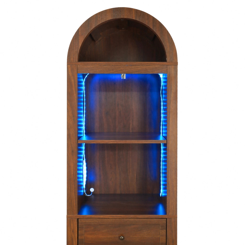Colonna bagno in MDF color noce con LED RGB, 40 × 30 × 163 cm
