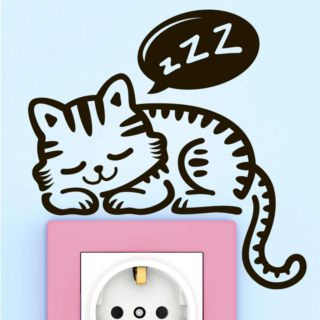 Adesivo da parete a forma di gatto, ideale per interruttori della luce o prese elettriche, dimensioni 115x115 mm, finitura opaca
