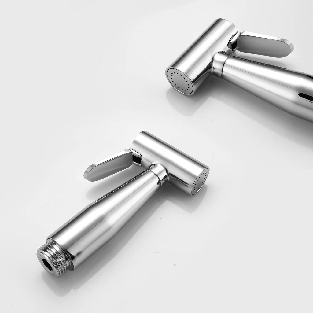 Set per bidet in ottone, cromato, composto da 4 pezzi, con doccetta manuale