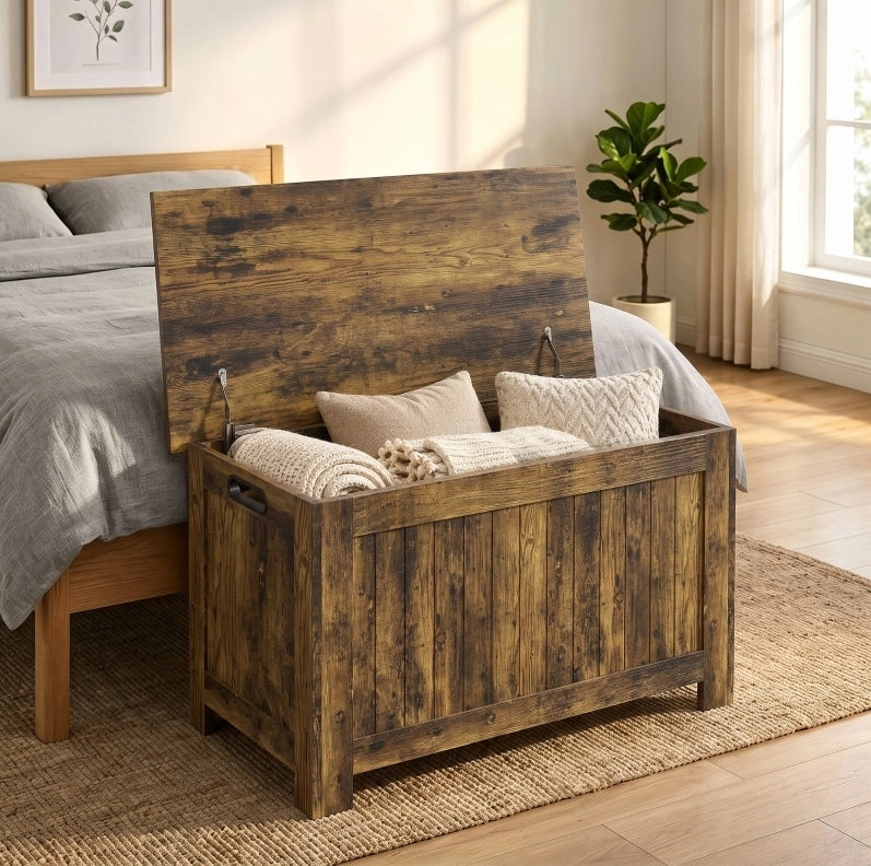 Cassapanca contenitore in MDF marrone rustico 81 × 40 × 46 cm