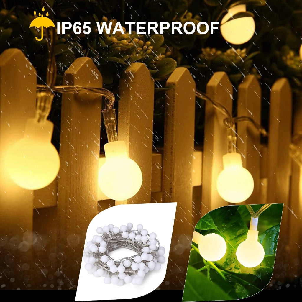 Catena luminosa a LED, lunghezza 10,5 metri, 100 LED, alimentazione a batteria, con telecomando