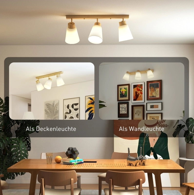 Plafoniera a 3 luci E27 con faretti orientabili e montaggio a soffitto o parete