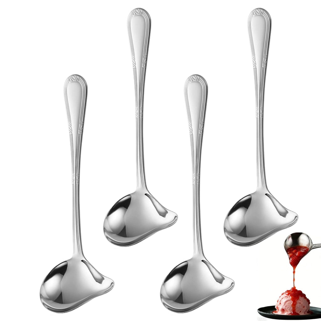 Set di 4 cucchiai per salse in acciaio inossidabile, con beccuccio per versare, lunghezza 20,5 cm