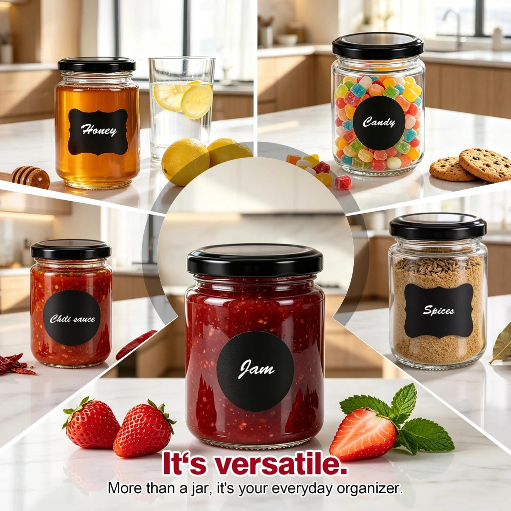 24 vasetti in vetro da 240 ml con coperchio a vite, trasparenti