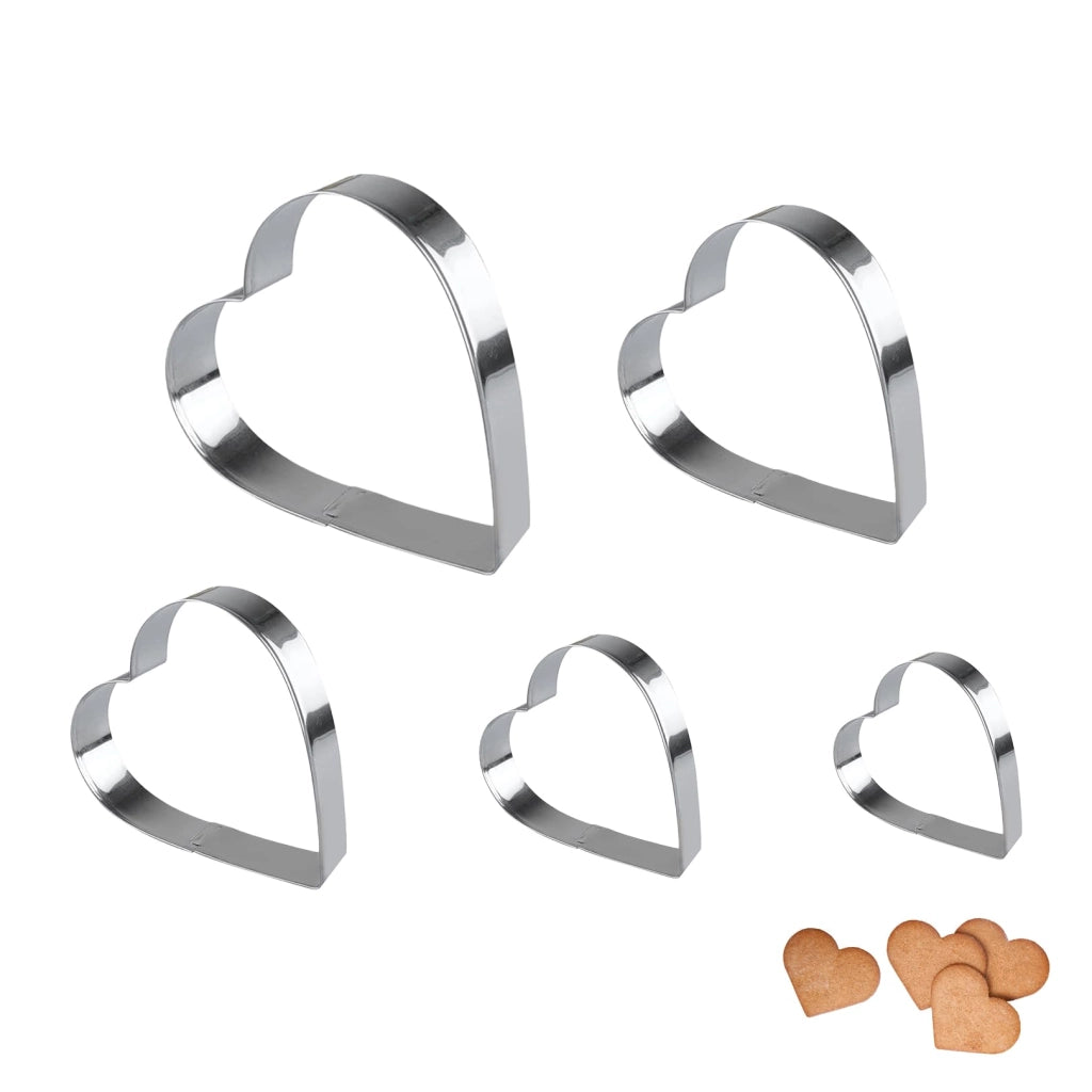 5 formine a cuore in acciaio inossidabile, per biscotti