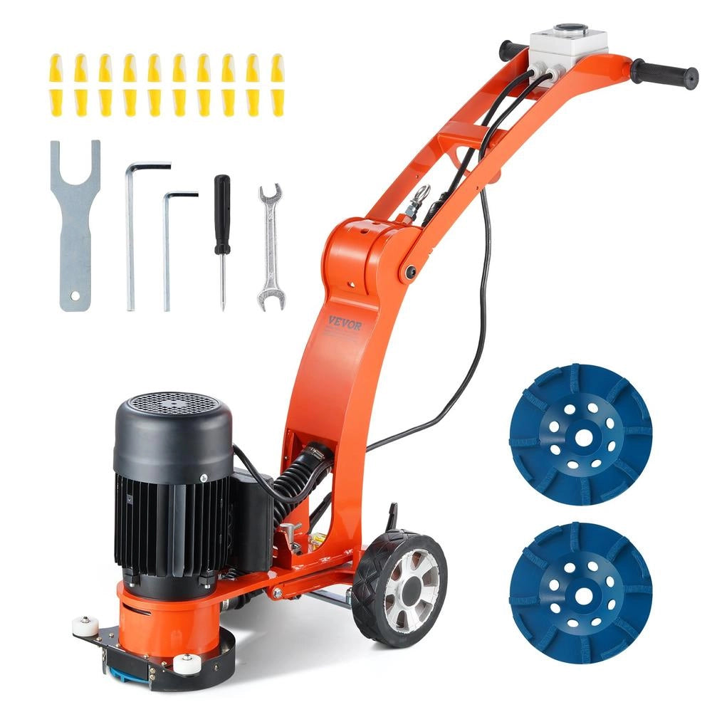 Smerigliatrice Elettrica per Pavimenti in Cemento 1500W 180 mm Lucidatrice WKG180 Motore Senza Spazzole 1400 Giri/min Arancione