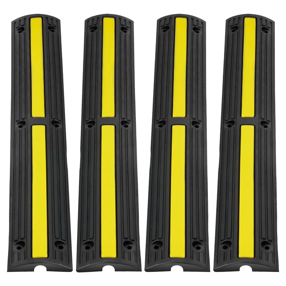 Pedane Passacavo a Pavimento in Gomma 4 Pezzi 100 x 15 x 3,1 cm Rampa Modulare per Protezione Cavi Robusta per Officina e Garage