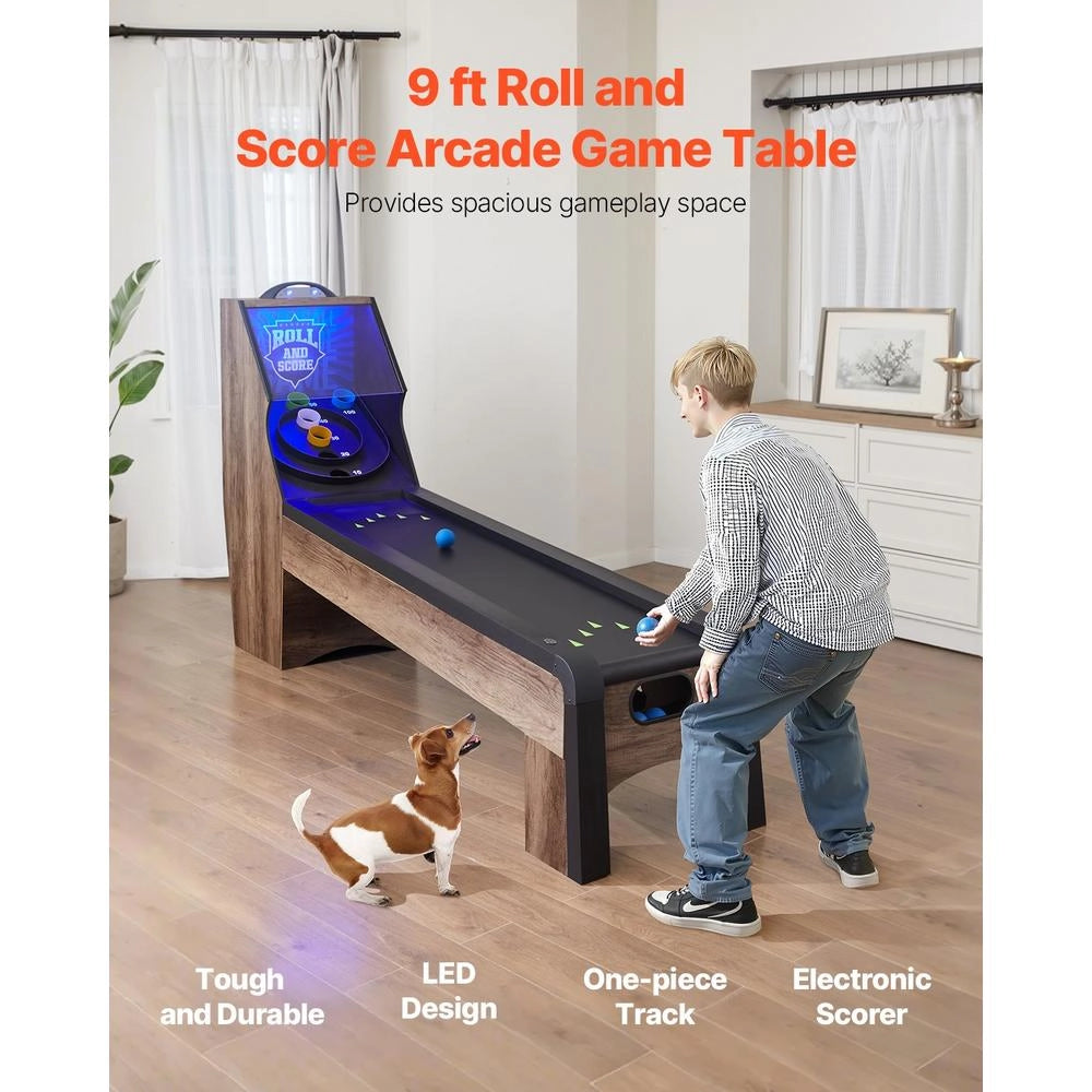 Tavolo da Gioco Arcade Roll e Score SSG-04 con Segnapunti Elettronico LED Effetti Sonori Ritorno Palla e 4 Palline per Sala Giochi Casa