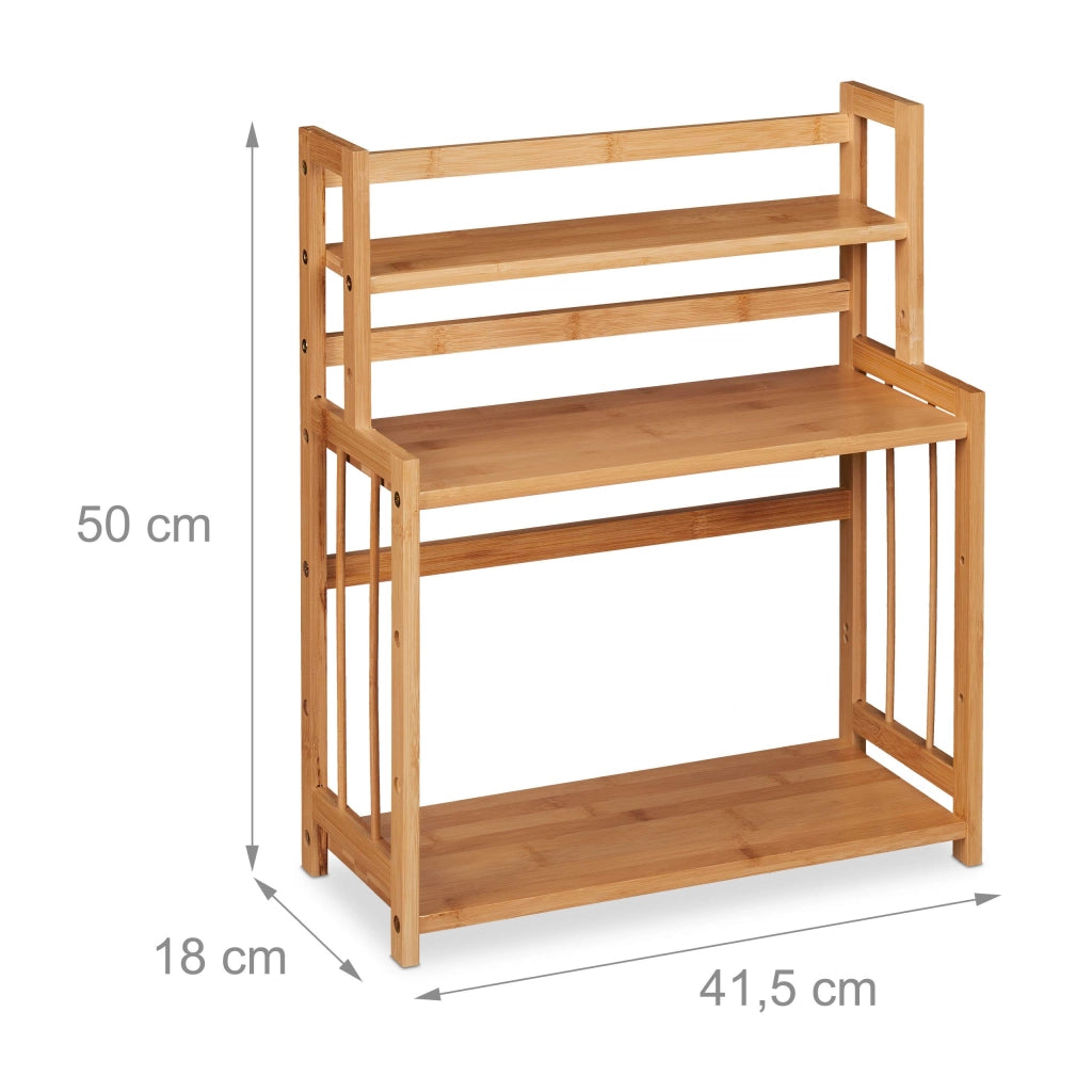 Scaffale per spezie in bambù, con 3 ripiani, regolabile, dimensioni 50x41,5x18 cm