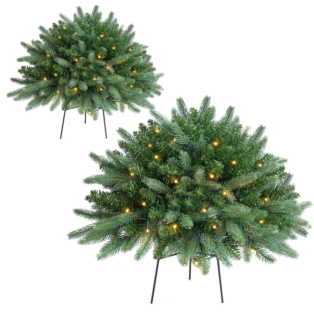 Set di alberi di Natale con luci, confezione da 2, in plastica, colore blu abete