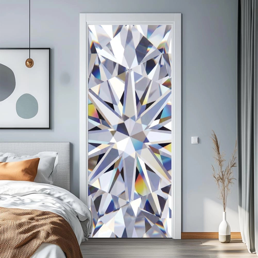 Adesivi per porte, set da 2, 80x180 cm, design astratto con diamanti colorati