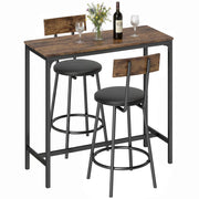 Set Tavolo da Bar con 2 Sgabelli Imbottiti in PU, Tavolo Alto Cucina Salvaspazio con Poggiapiedi, Design Moderno per Casa, Marrone