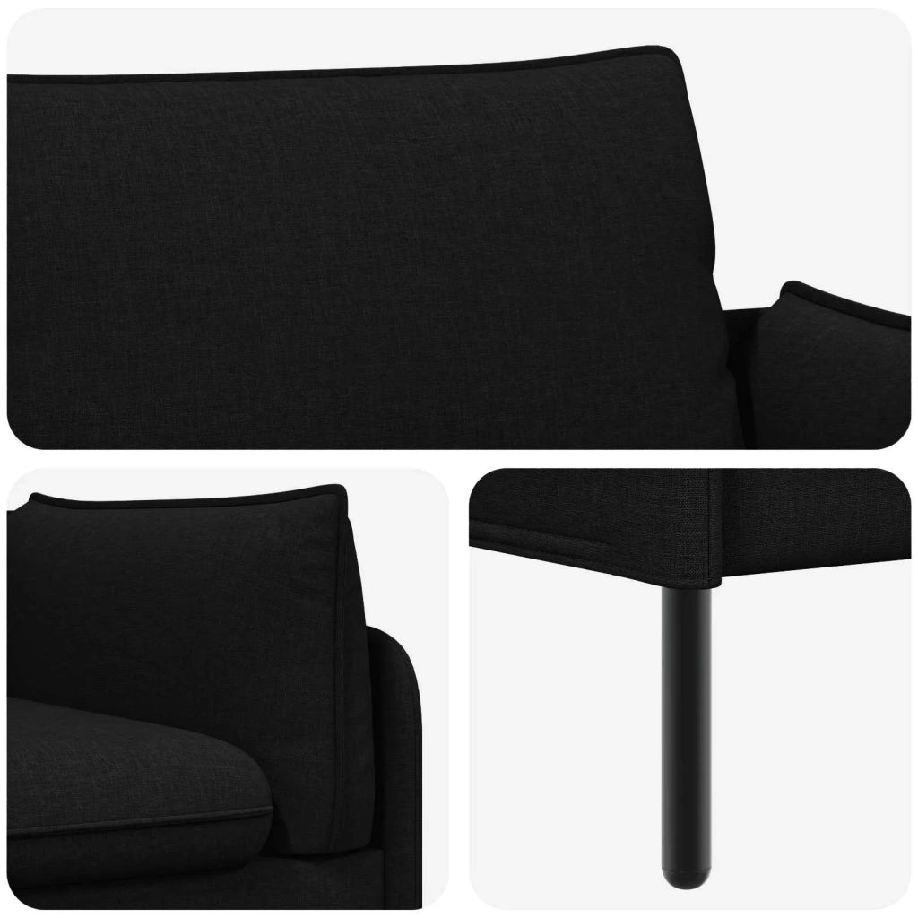 Divano 3-Persone Nero 222 x 81 x 89 cm Tessuto 42048631