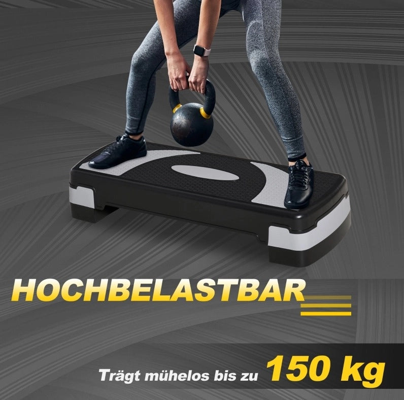 STEP AEROBICO regolabile in altezza in plastica nera
