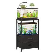 Supporto per acquario con 2 cassetti, 38 litri, 2 piani, nero, 52x30x80 cm
