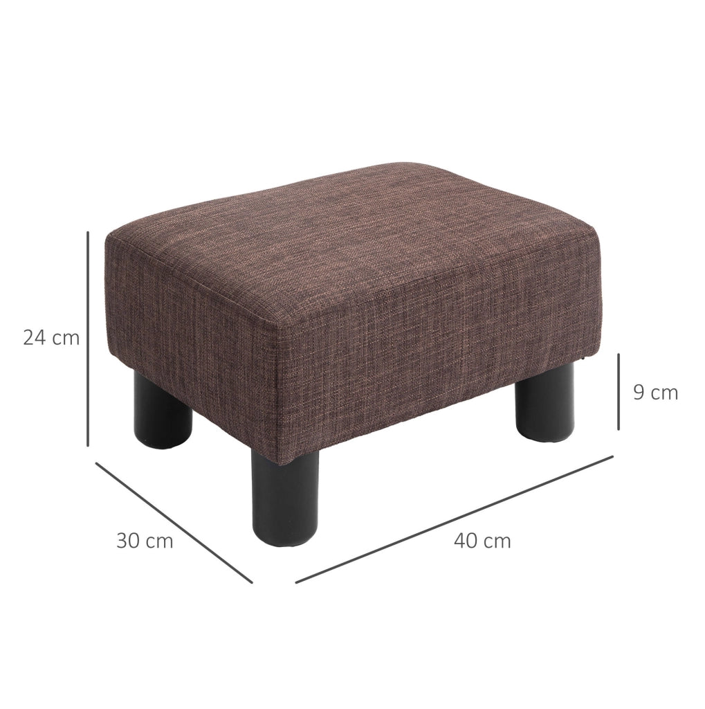 Pouf imbottito rettangolare marrone in lino 40 x 30 x 24 cm