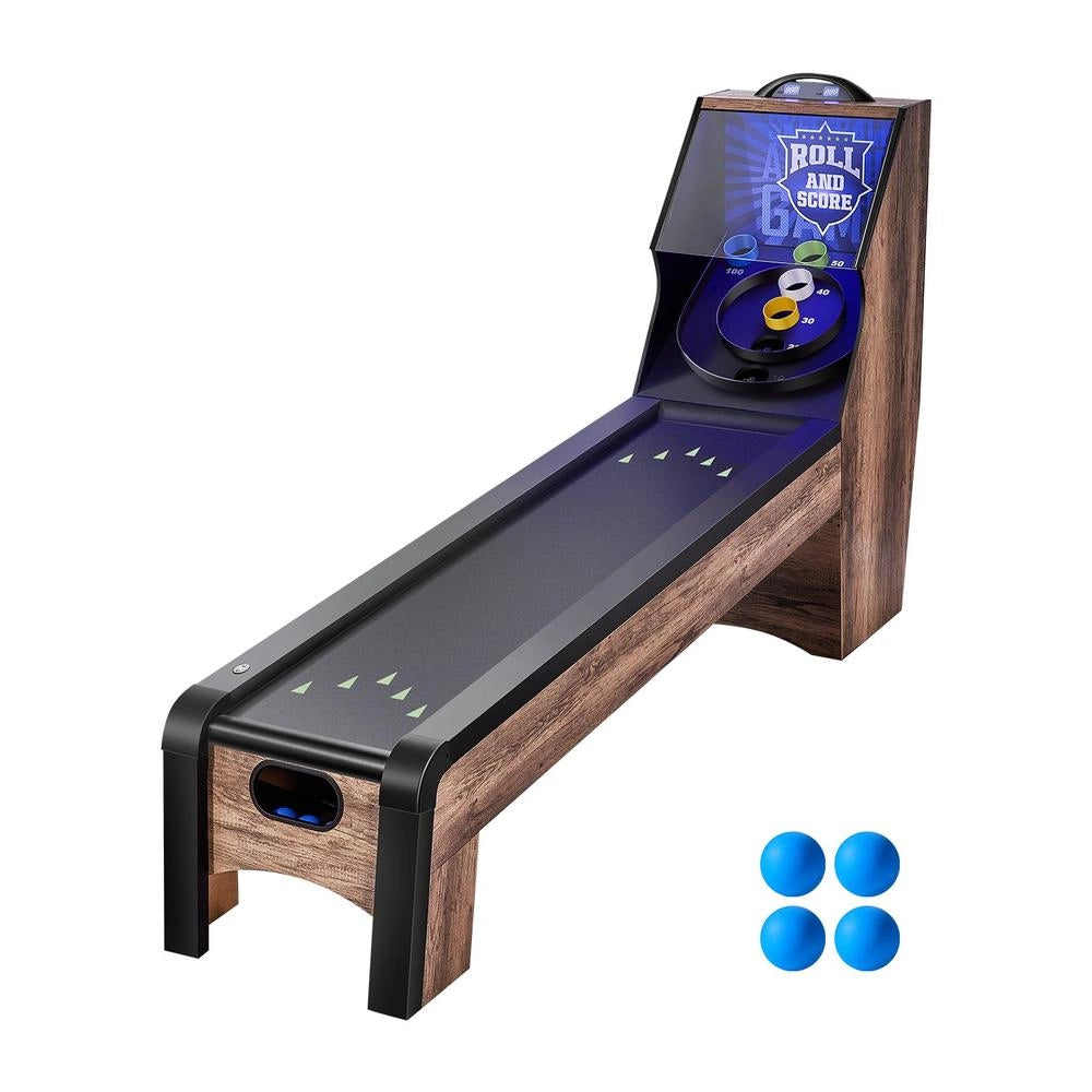 Tavolo da Gioco Arcade Roll e Score SSG-04 con Segnapunti Elettronico LED Effetti Sonori Ritorno Palla e 4 Palline per Sala Giochi Casa