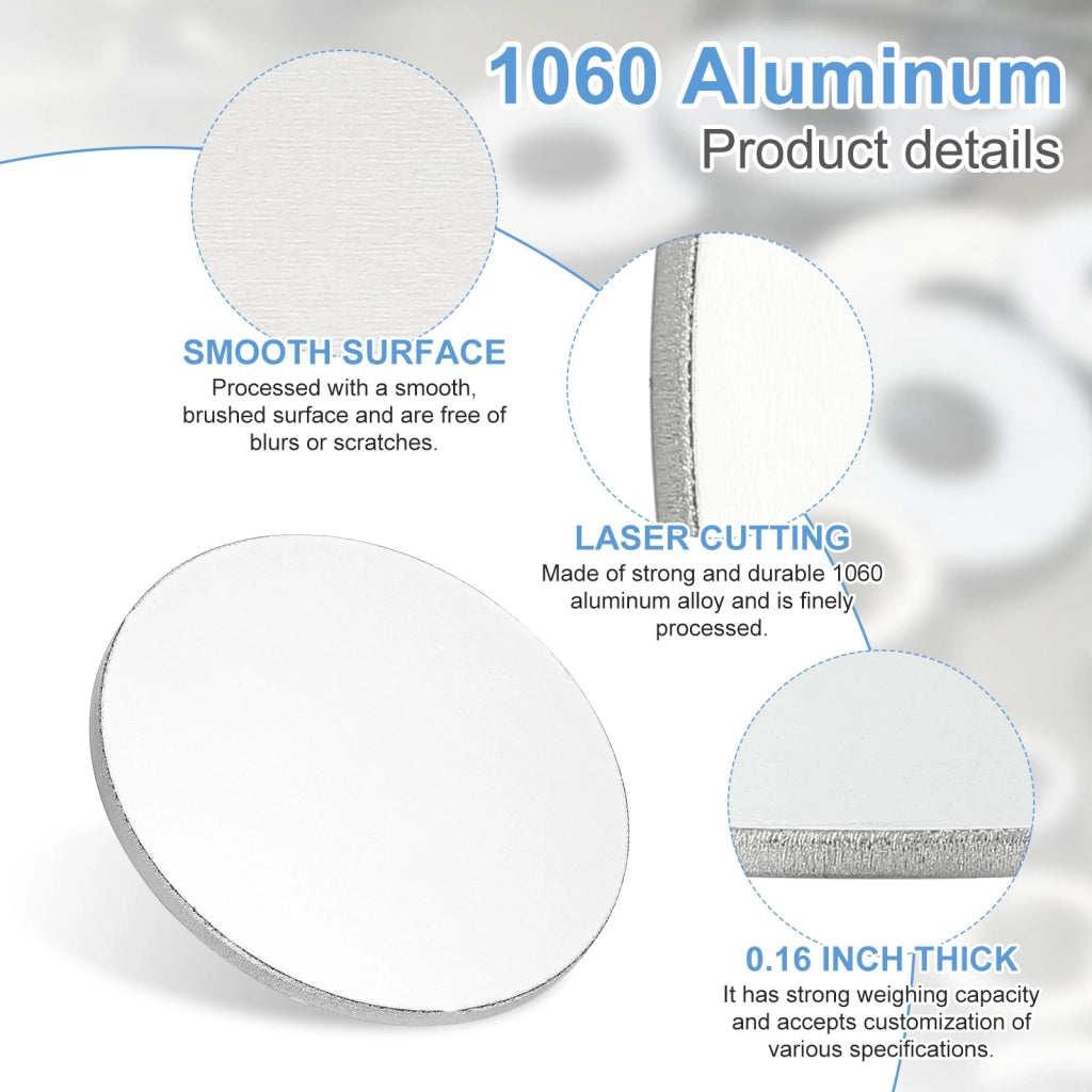 Disco in alluminio 1060, diametro 80 mm, spessore 4 mm, colore argento