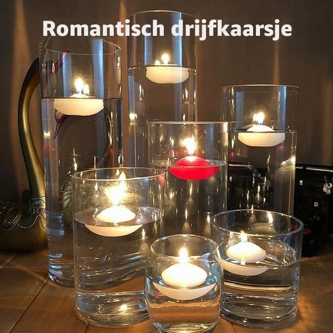 Candele galleggianti, 30 pezzi, rosso/bianco, candele a forma di tazza