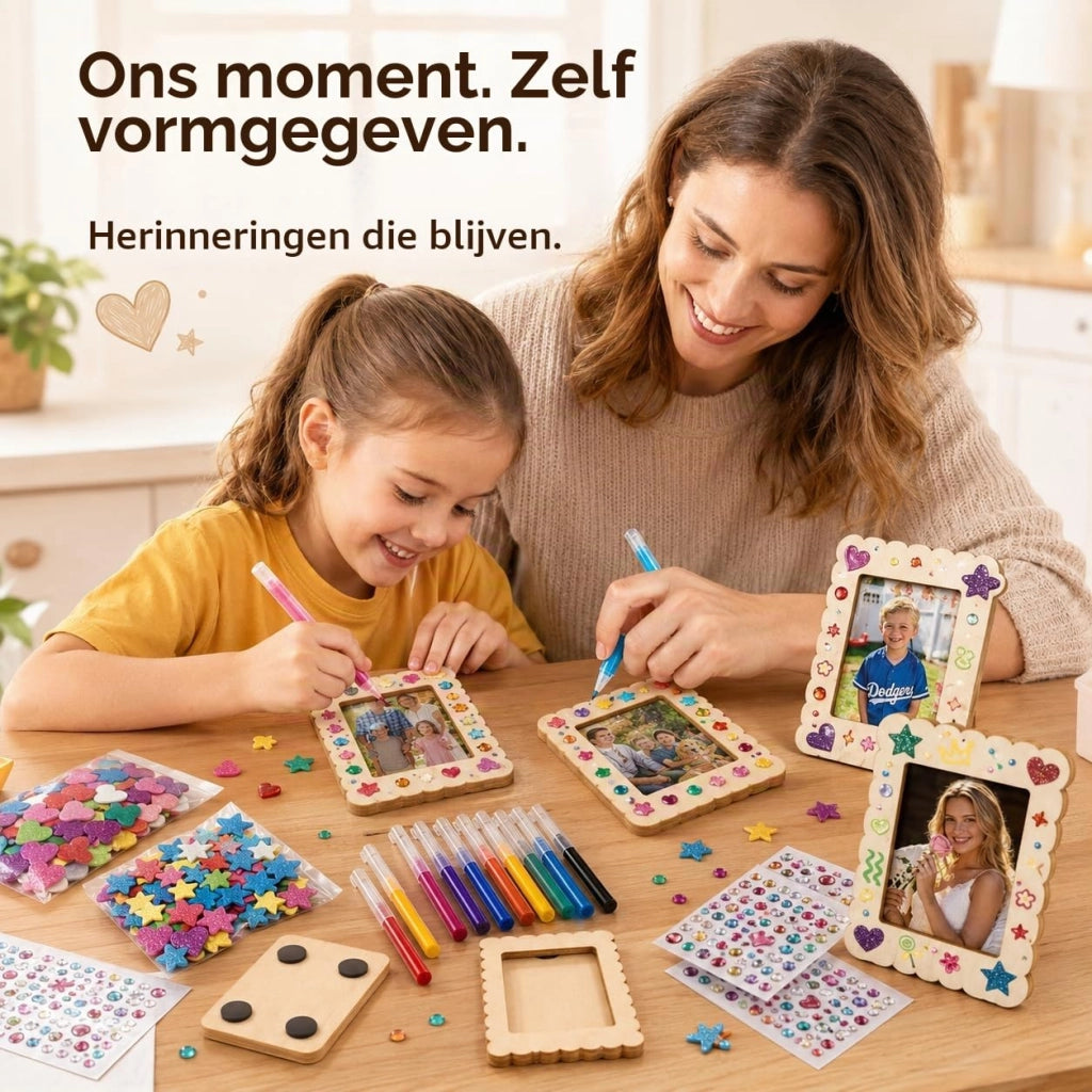 Kit per creare: 15 mini cornici in legno da dipingere, con supporto magnetico