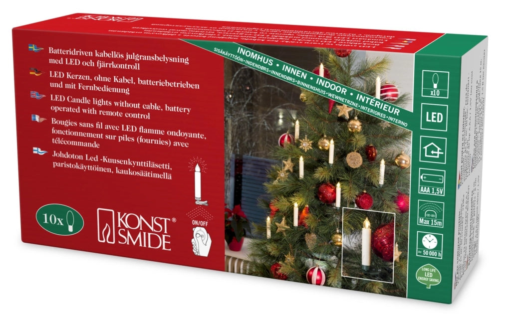 Set di 10 candele a forma di albero a LED, alimentate a batteria, luce bianco caldo, 10 cm