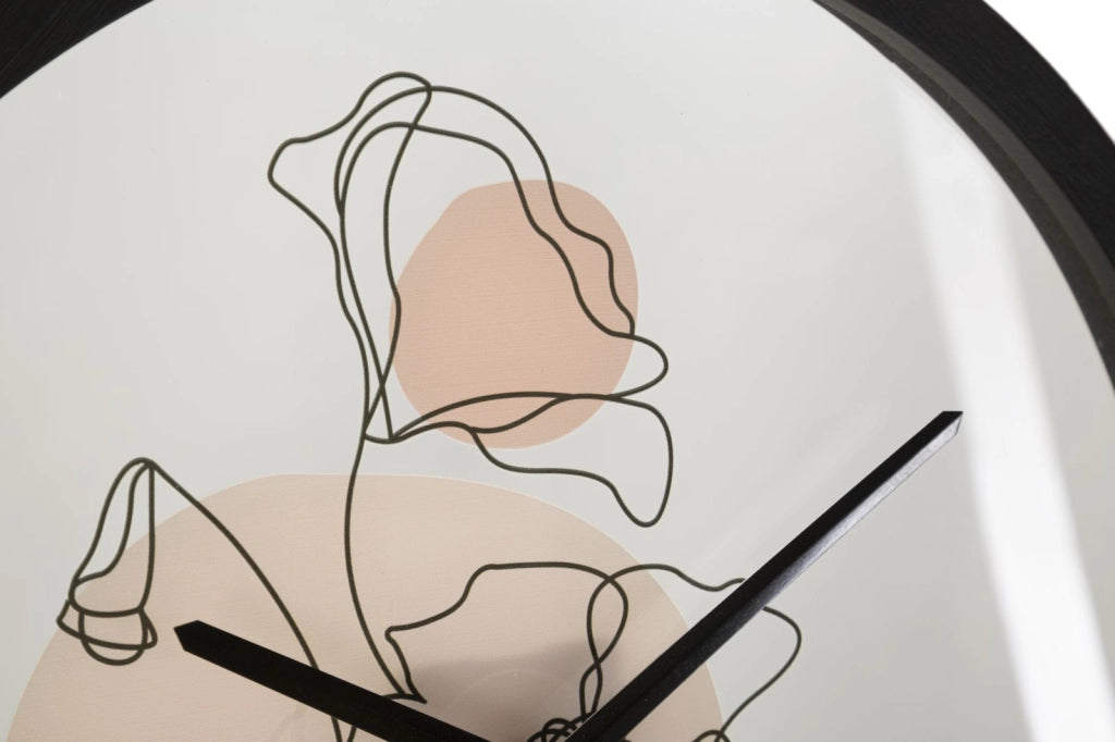 Orologio da Parete Rotondo in Acciaio con Quadrante Floreale Flower -B- Bianco