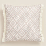 Copricuscino decorativo in cotone con frange, 40x40 cm, color beige