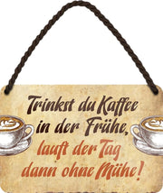 Targa in metallo 18x12 cm, scritta retro "Caffè", ideale come regalo