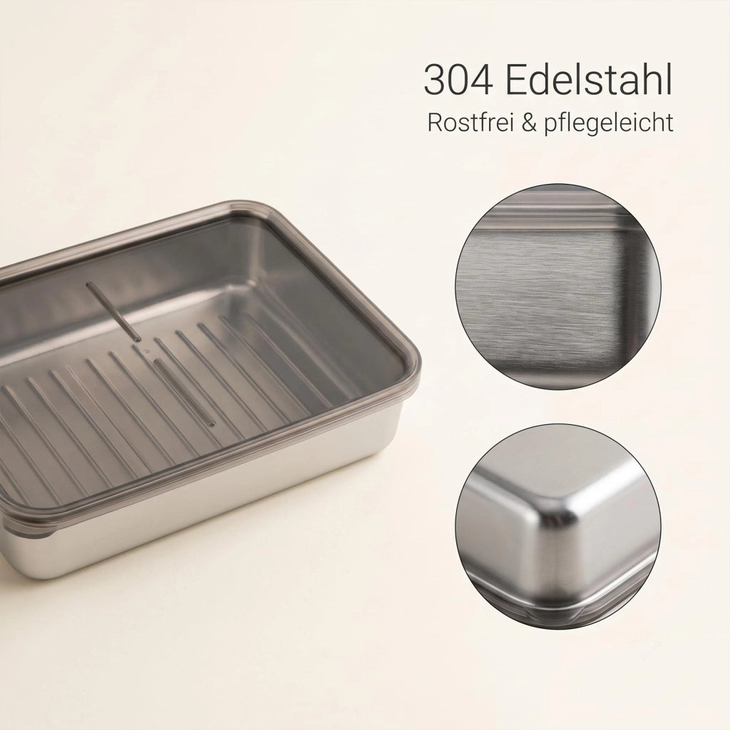 Set di 4 contenitori ermetici in acciaio inossidabile da 800 ml, impilabili e con coperchio