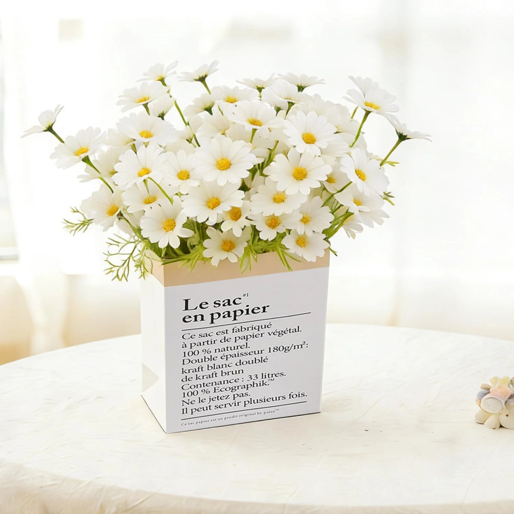 Composizione floreale artificiale con 10 margherite bianche, ideale per la decorazione