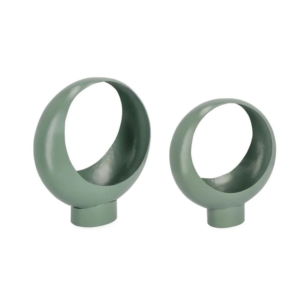 Set da 2 Porta Fiore in Acciaio Verniciato Forma Sferica Magical Verde