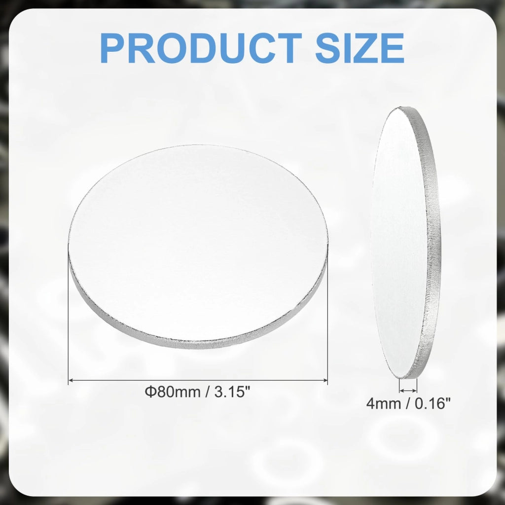 Disco in alluminio 1060, diametro 80 mm, spessore 4 mm, colore argento