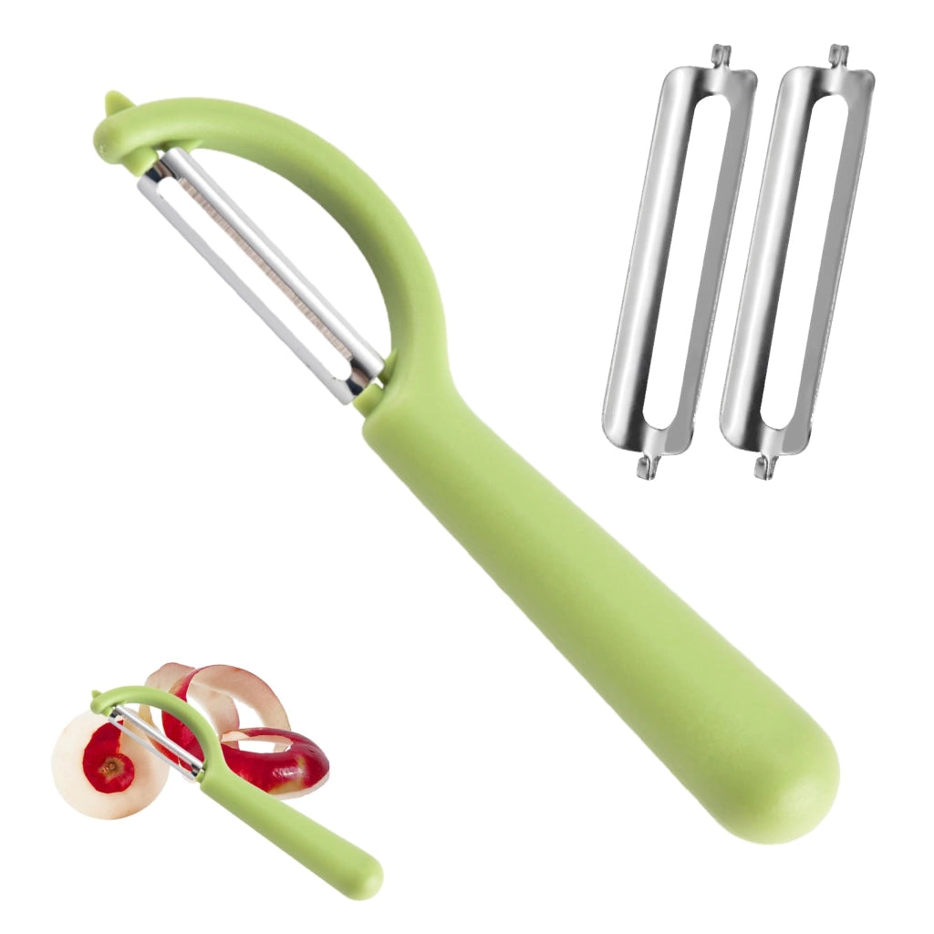 Set di coltelli P-Schäler, colore verde, composto da 3 pezzi, coltelli a lama fissa, adatti al lavaggio in lavastoviglie