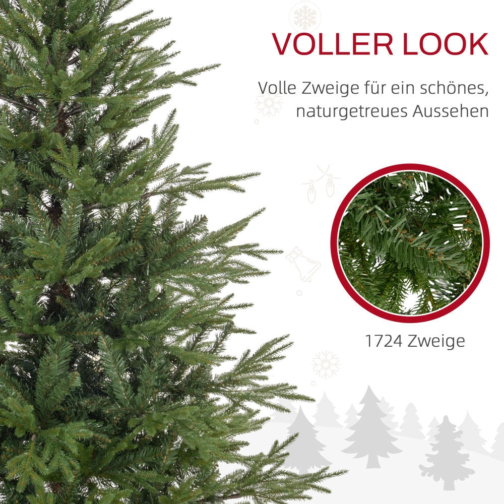 Albero di Natale artificiale 150 cm con rami ignifughi e supporto in metallo, montaggio rapido per casa