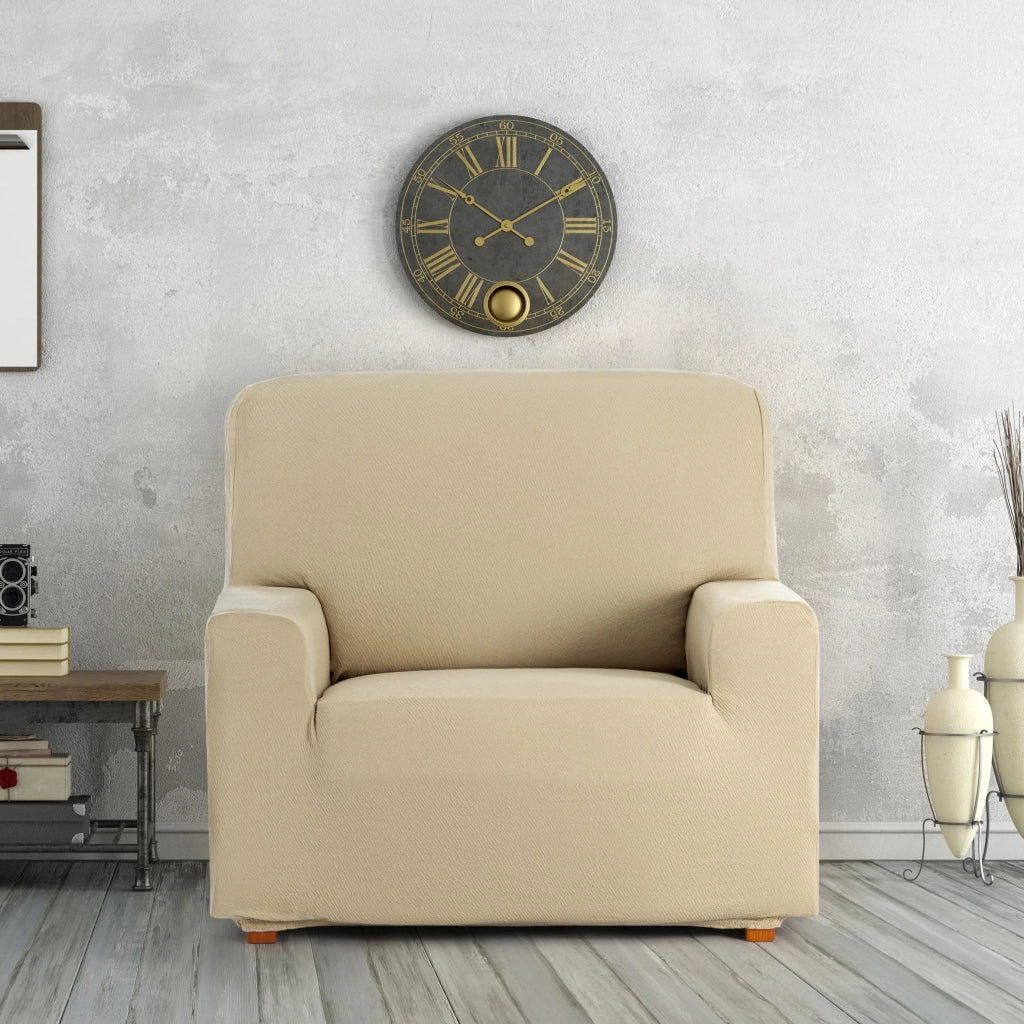 Copertura elastica per divano a una piazza, color beige, design Harlem