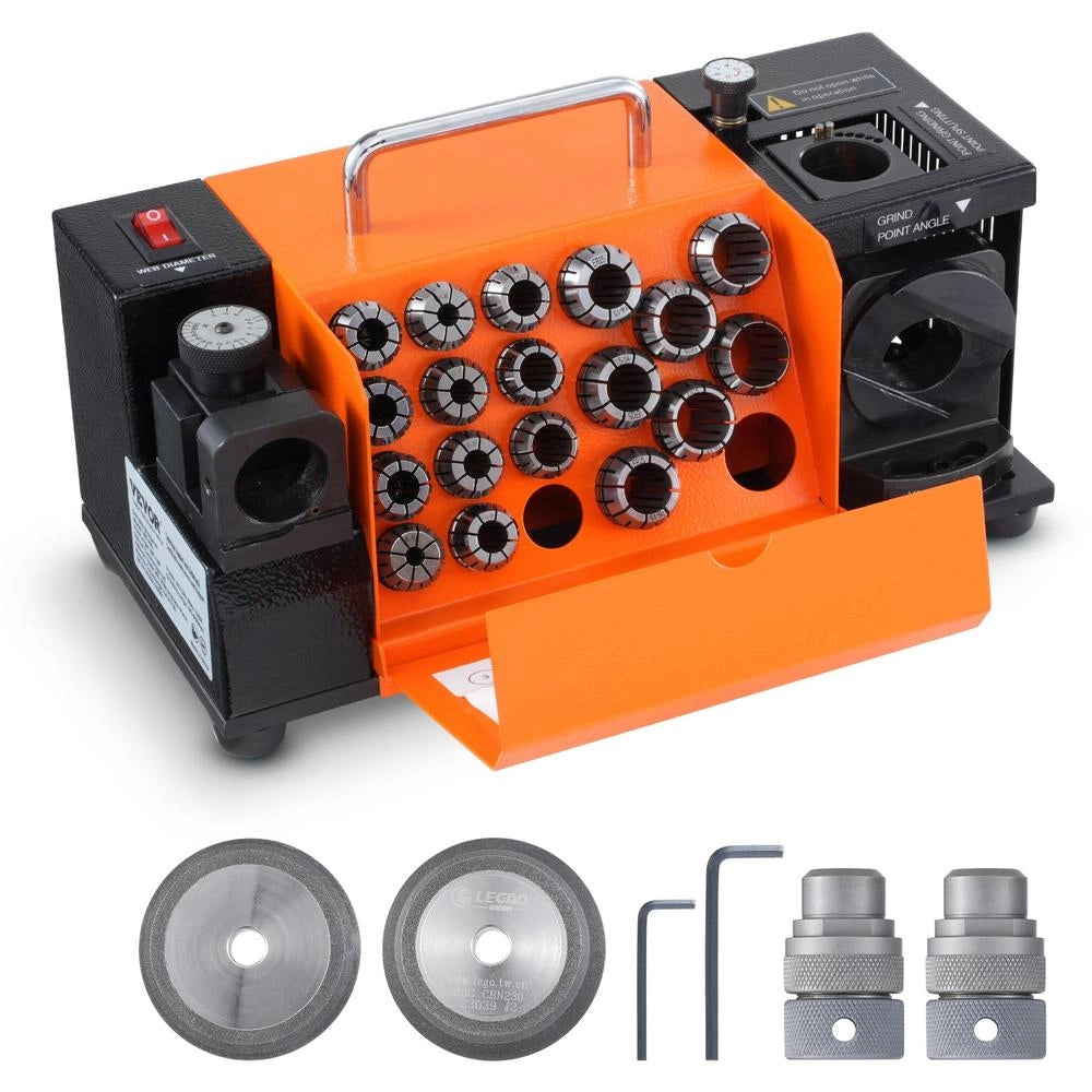 Affilatrice per punte da trapano MR-20G 120W in acciaio 45# stazione smerigliatrice regolabile 95-135° con 18 pinze per officina