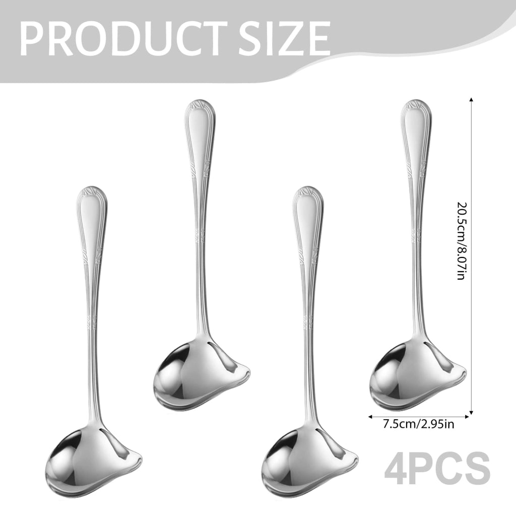 Set di 4 cucchiai per salse in acciaio inossidabile, con beccuccio per versare, lunghezza 20,5 cm