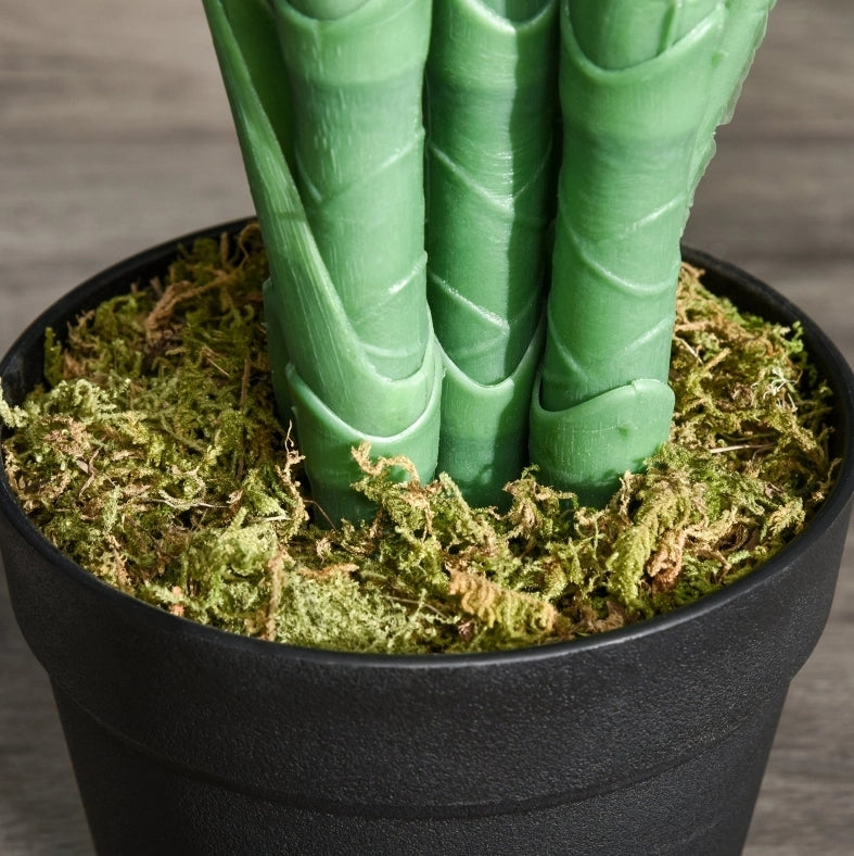 Palma artificiale verde alta 125 cm con vaso nero