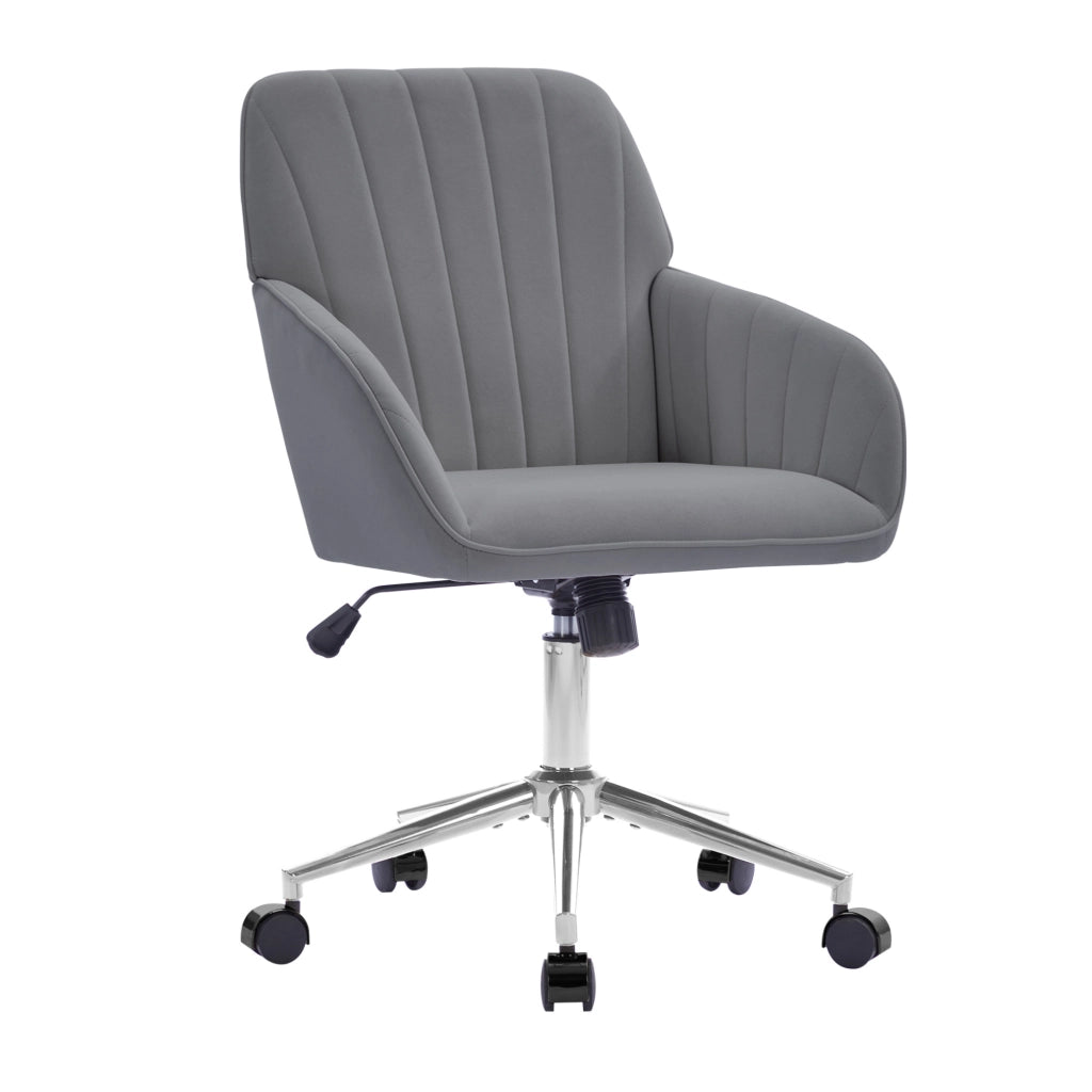 Sedia da ufficio ergonomica regolabile 60x60x97 cm in velluto grigio, per smart working