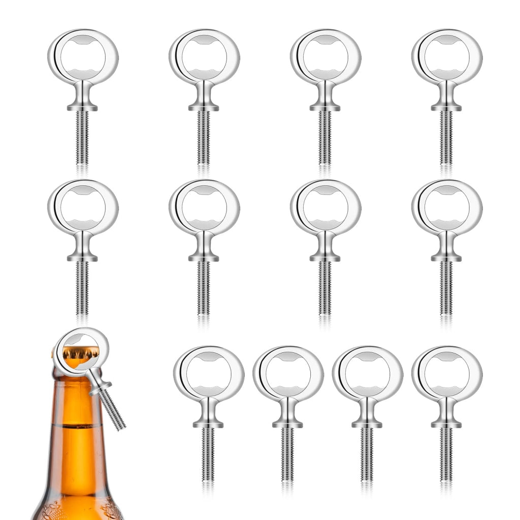 Set di 12 apriscatole in metallo, finitura lucida, dimensioni 8x4 cm, ideali per birra e progetti fai-da-te