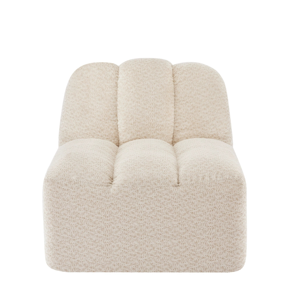 Divano modulare senza braccioli in pile granulato beige e bianco