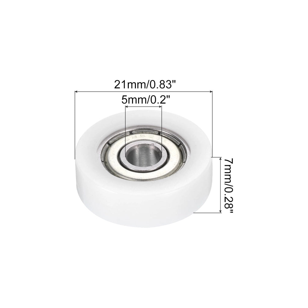 Set di 6 carrucole in nylon, dimensioni 21x7 mm, complete di cuscinetti a sfera