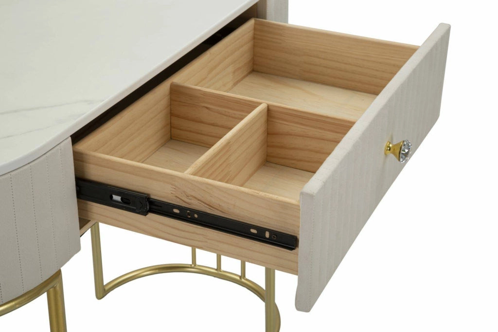 Consolle Abstraktes , Tavolo multiuso, Mobiletto d'appoggio, Scrivania da corridoio, 100x40 h75 cm, Crema e Bianco