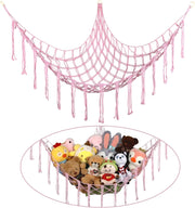 Rete porta-peluche, 2 pezzi, in macramè, rosa, 100x100x140 cm