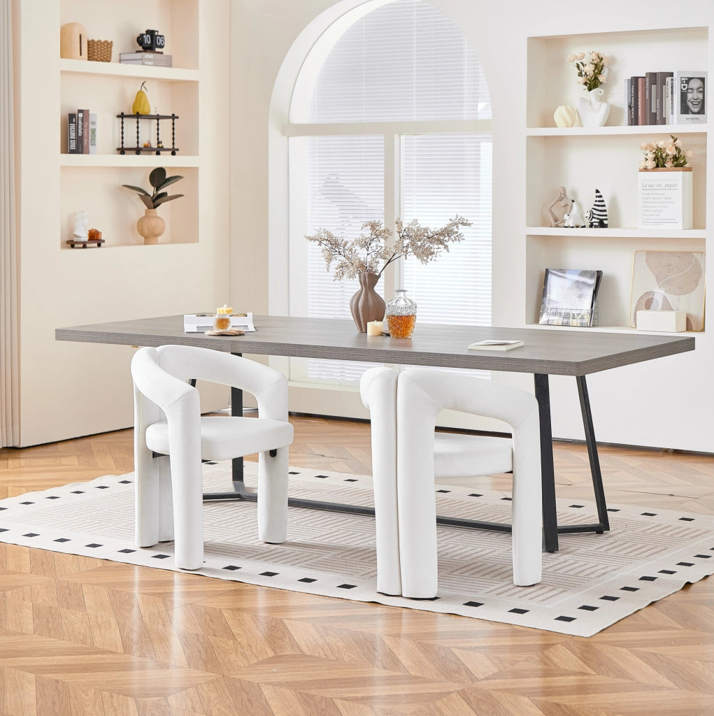 Sedia da pranzo in velluto beige con braccioli, 150 kg
