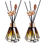 Set da 2 flaconi diffusori in vetro, capacità 60 ml, forma a diamante, con tappo