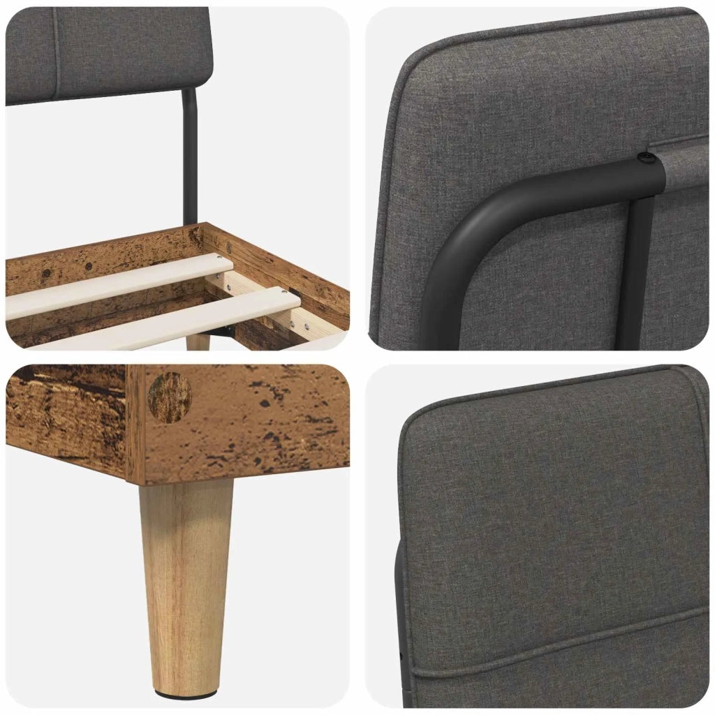 Letto singolo con testiera Legno vecchio e grigio scuro 8003467