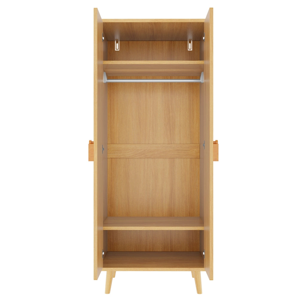Armadio a due ante 70 x 55 x 170 cm con vano contenitore e piedini rialzati